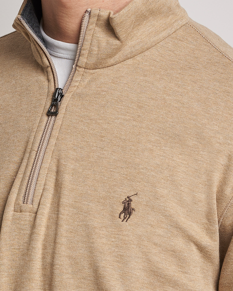 Herre | Gensere | Polo Ralph Lauren | Double Knit Half-Zip Sweater Café Tan Heather