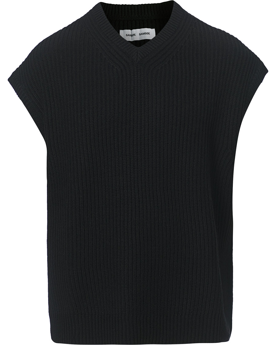 Herre | Gensere | Samsøe Samsøe | Samsøe & Samsøe Anders Knitted Wool Vest Black