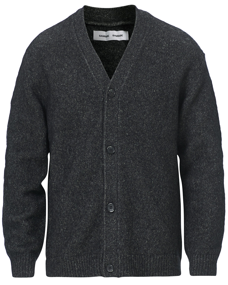 Herre | Gensere | Samsøe Samsøe | Samsøe & Samsøe Alter Merino Wool Cardigan Dark Grey Mel