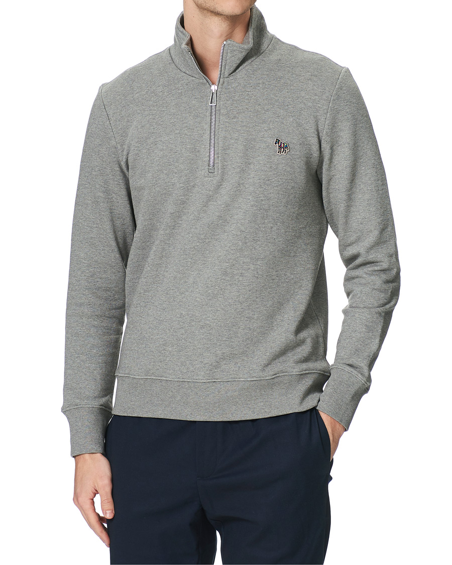 Herre | Gensere | PS Paul Smith | Regular Fit Zebra Half Zip Sweatshirt Grey Melange
