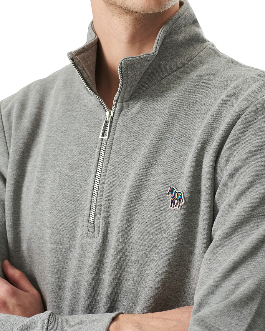 Herre | Gensere | PS Paul Smith | Regular Fit Zebra Half Zip Sweatshirt Grey Melange