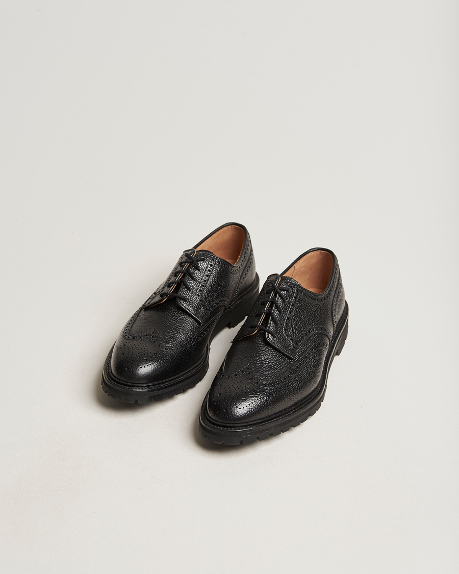 Herre | Håndlagde sko | Crockett & Jones | Pembroke Derbys Scotch Grain Vibram Black Calf