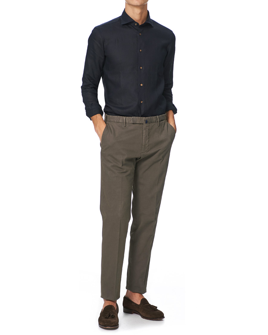 Herre | Skjorter | Kamakura Shirts | Slim Fit Linen Shirt Navy