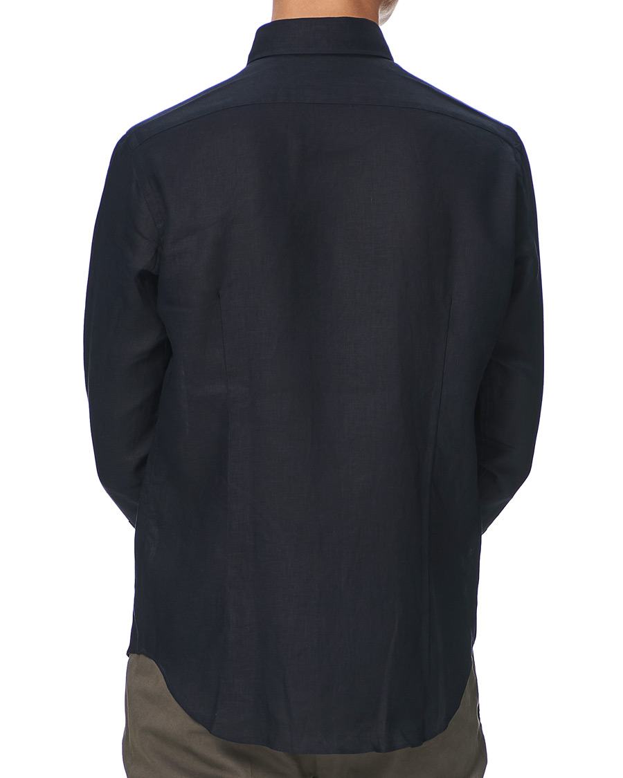 Herre | Skjorter | Kamakura Shirts | Slim Fit Linen Shirt Navy