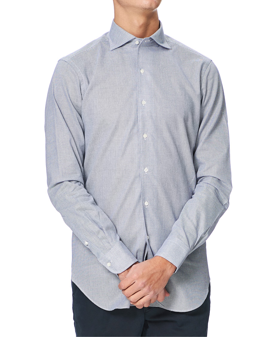 Herre | Skjorter | Kamakura Shirts | Slim Fit One Piece Collar Shirt Blue