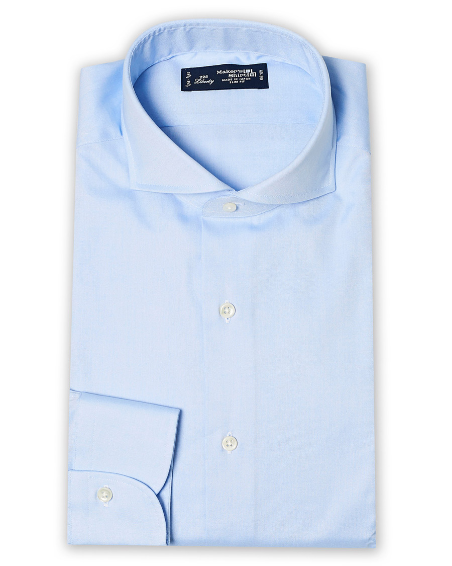 Herre | Businesskjorter | Kamakura Shirts | Slim Fit Pinpoint Oxford Cutaway Shirt Sky Blue