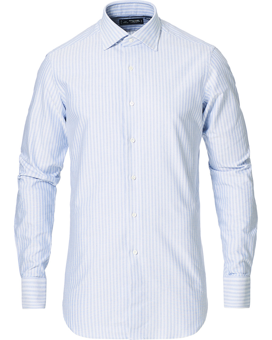 Herre | Skjorter | Kamakura Shirts | Slim Fit Striped Oxford Shirt Blue/White