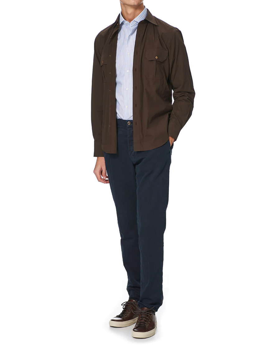 Herre | Skjorter | Kamakura Shirts | Slim Fit Striped Oxford Shirt Blue/White