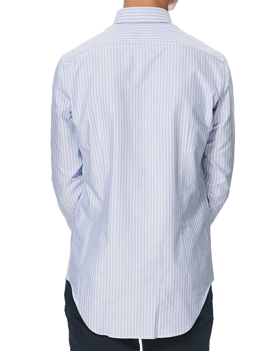 Herre | Skjorter | Kamakura Shirts | Slim Fit Striped Oxford Shirt Blue/White