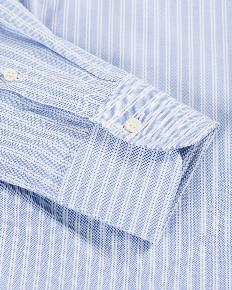 Herre | Skjorter | Kamakura Shirts | Slim Fit Striped Oxford Shirt Blue/White