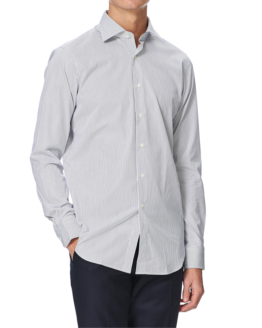 Herre | Skjorter | Kamakura Shirts | Slim Fit Broadcloth Shirt Blue Stripe