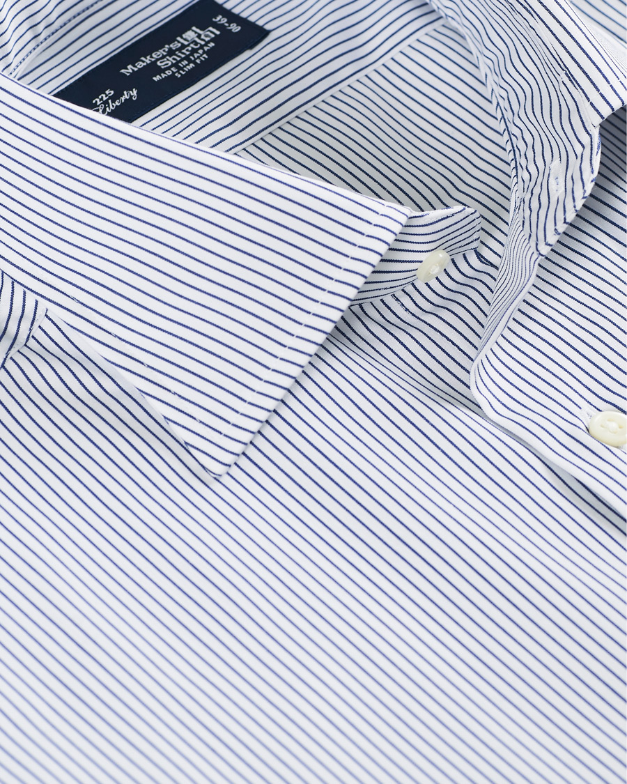 Herre | Skjorter | Kamakura Shirts | Slim Fit Broadcloth Shirt Blue Stripe