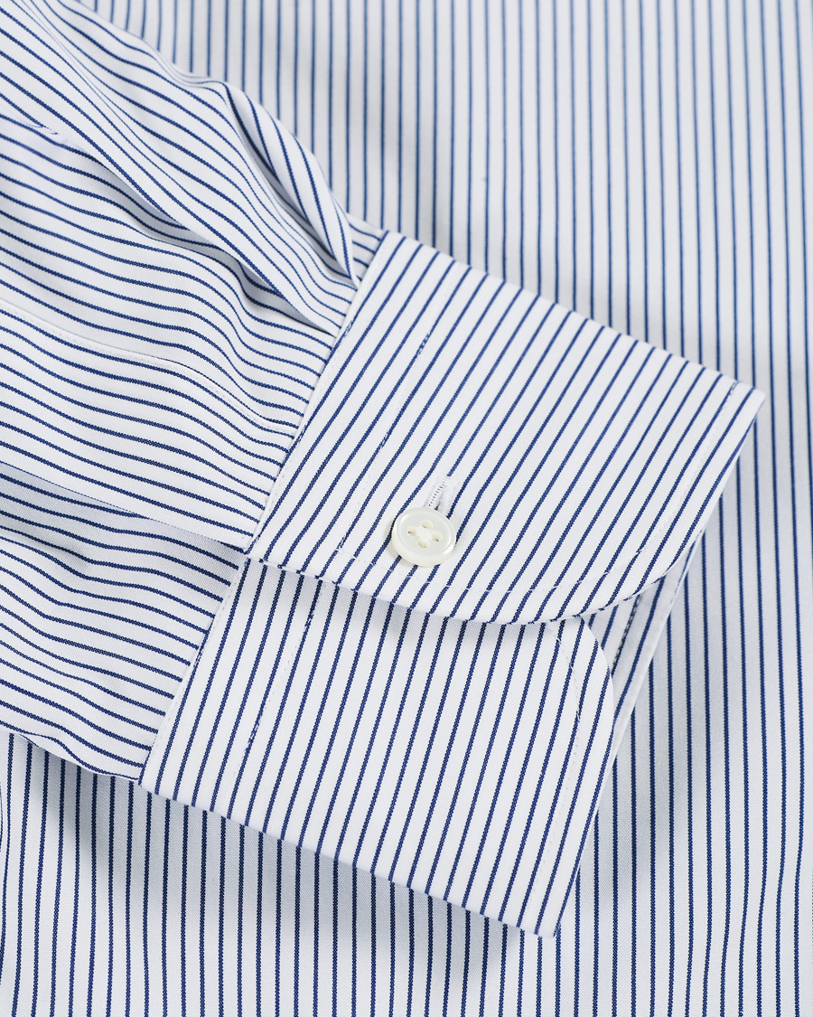 Herre | Skjorter | Kamakura Shirts | Slim Fit Broadcloth Shirt Blue Stripe