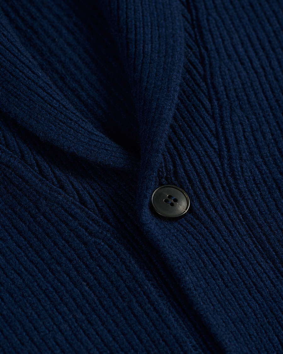 Herre | Gensere | Sunspel | Wool/Cashmere Shawl Neck Cardigan Dark Navy Melange