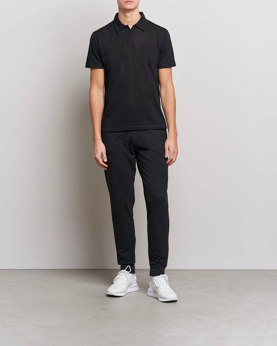 Herre | Pikéer | Sunspel | Active Pique Polo Black
