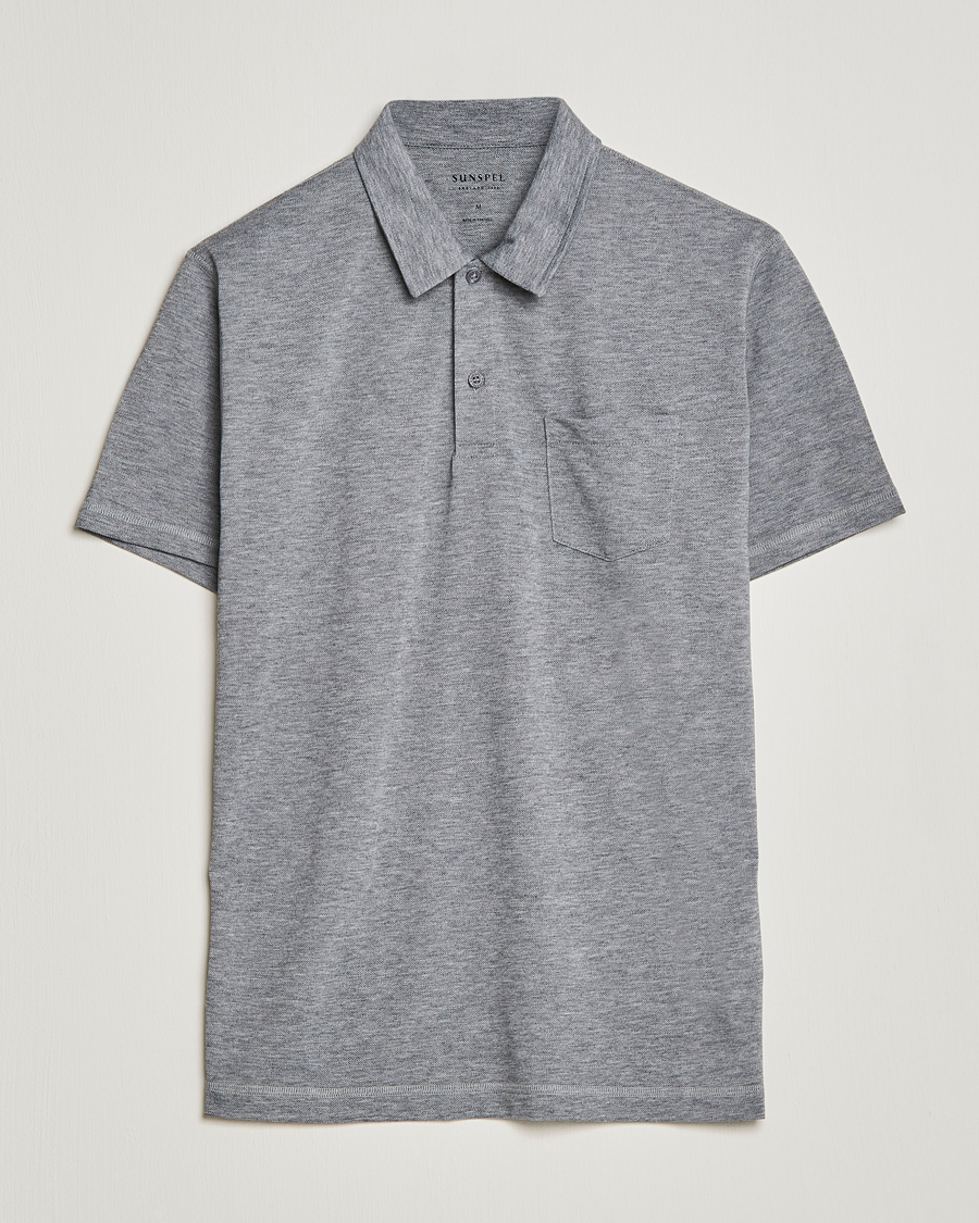 Herre | | Sunspel | Active Pique Polo Grey Melange