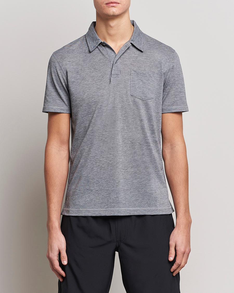 Herre | | Sunspel | Active Pique Polo Grey Melange