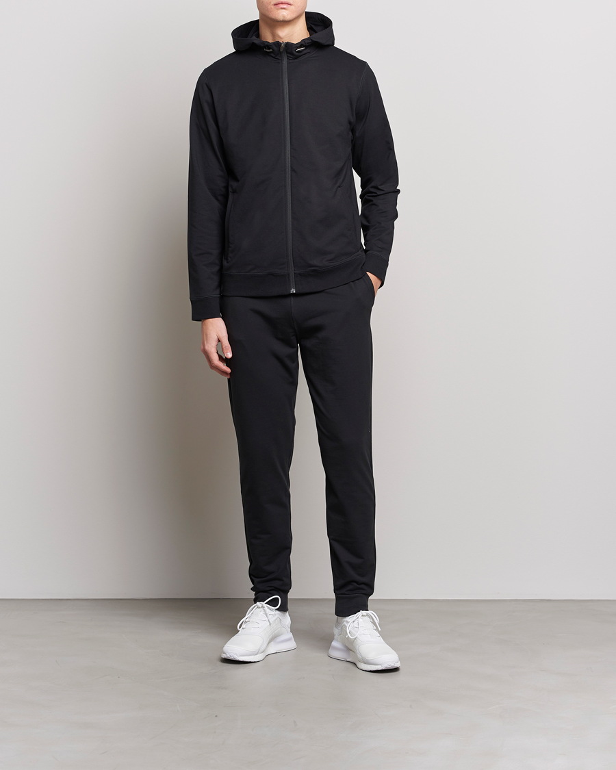 Herre | Gensere | Sunspel | Active Full Zip Hood Black