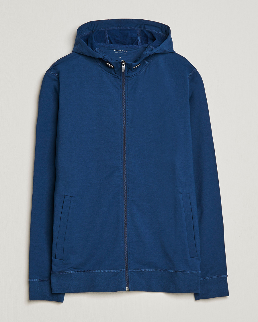 Herre | Gensere | Sunspel | Active Full Zip Hood Navy