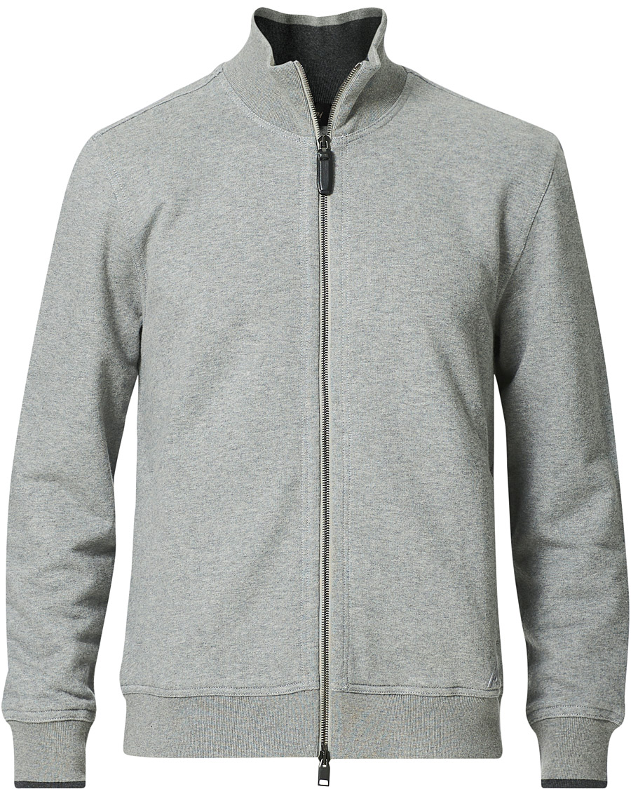 Herre | Gensere | Brioni | French Terry Cotton Zip Sweater Light Grey