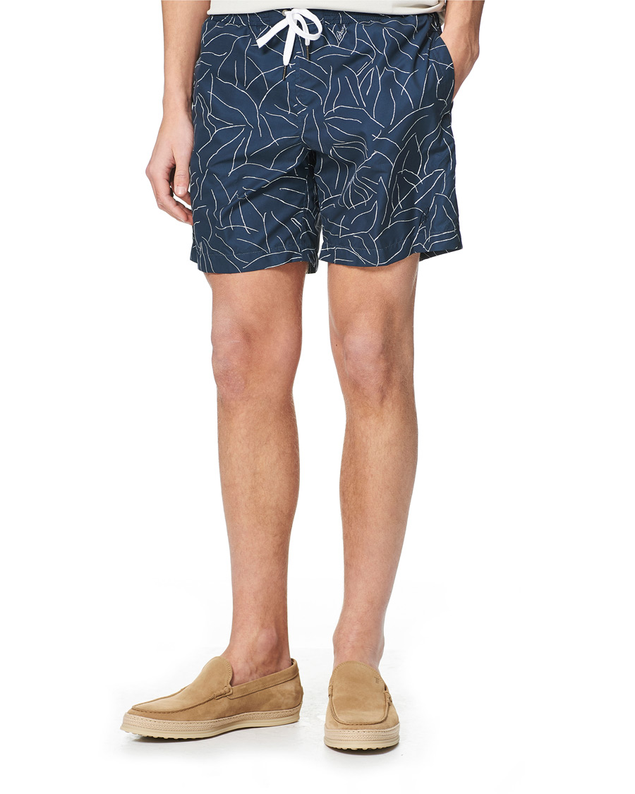 Herre | Badeshorts | Brioni | Foliage Print Swim Trunks Navy