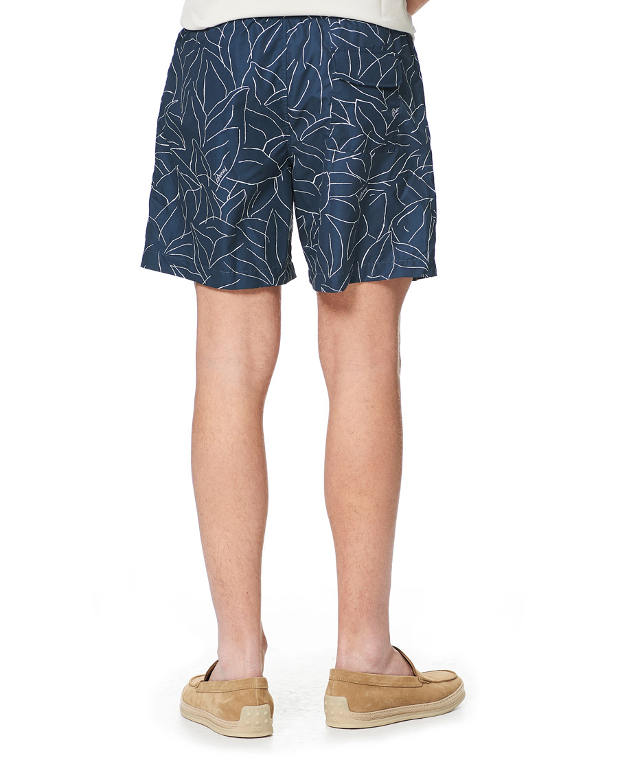 Herre | Badeshorts | Brioni | Foliage Print Swim Trunks Navy