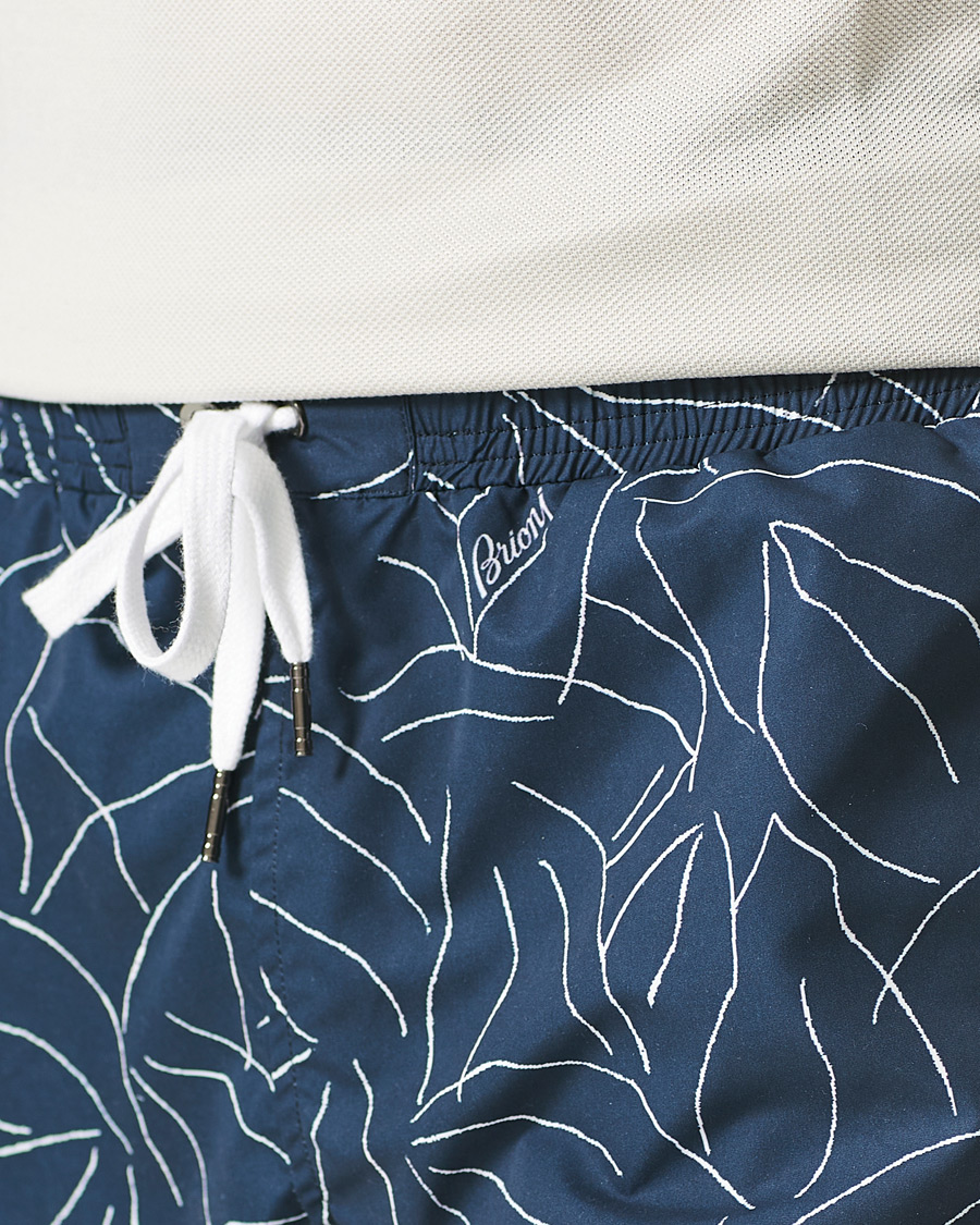 Herre | Badeshorts | Brioni | Foliage Print Swim Trunks Navy