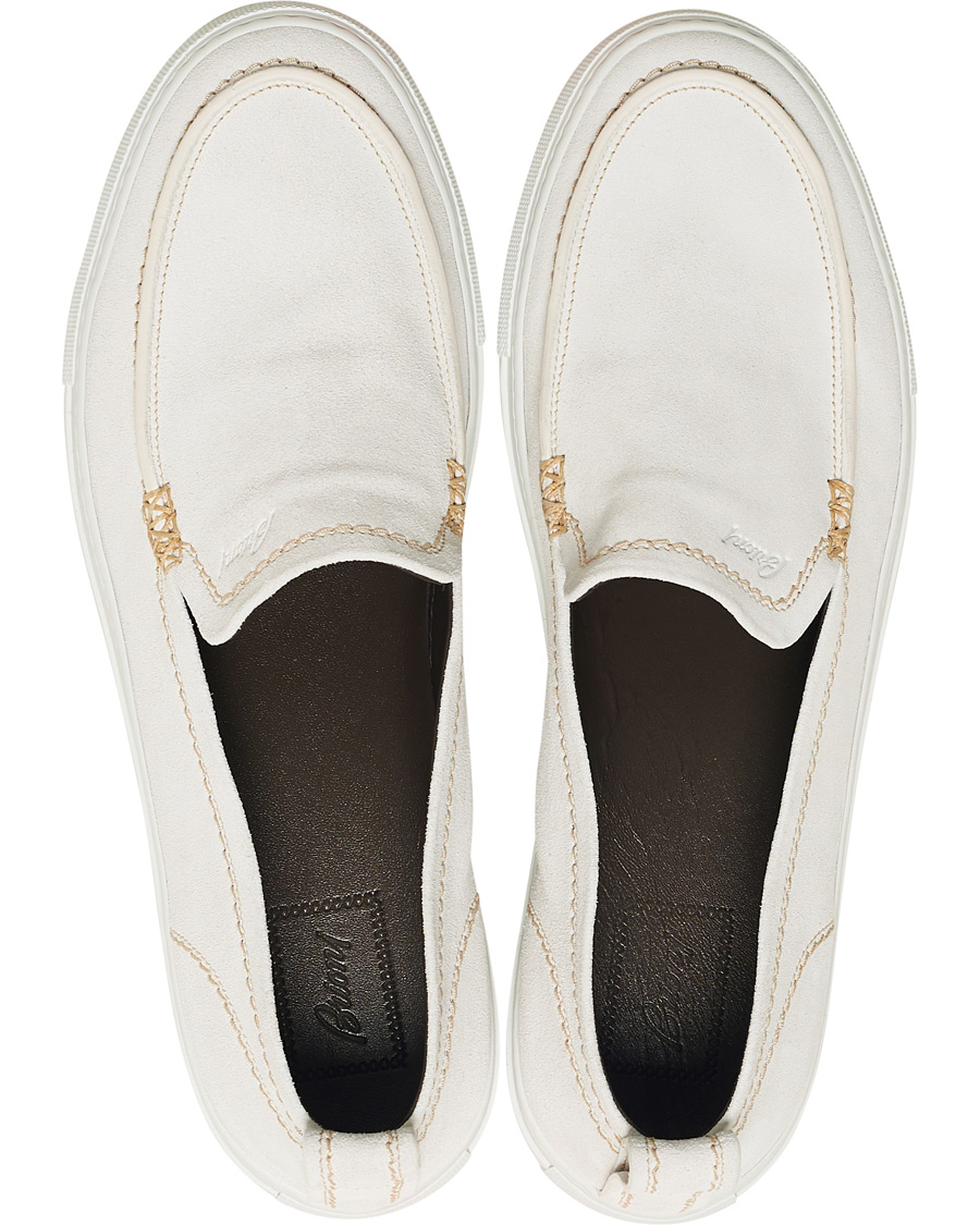 Herre | Brioni Cassetta Suede Loafers Off White | Brioni | Cassetta Suede Loafers Off White