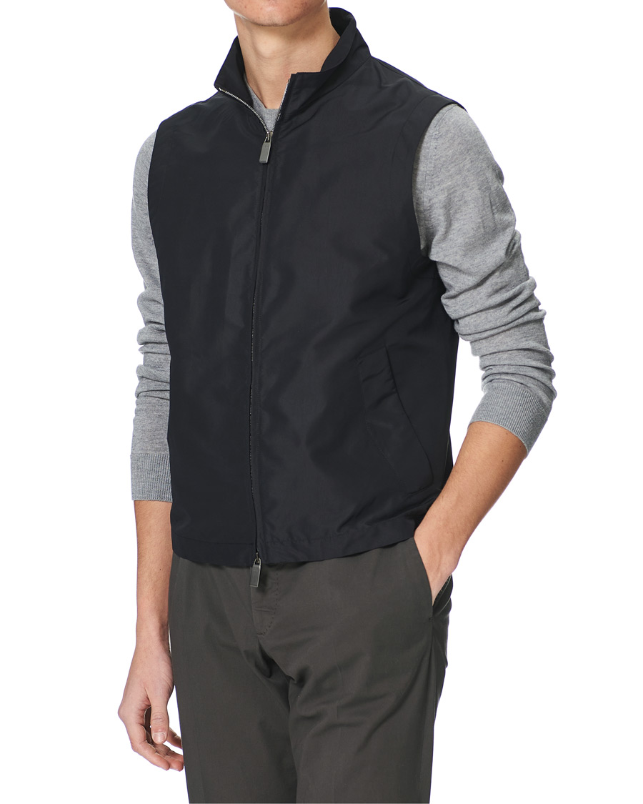 Herre | Jakker | Canali | Microfiber Nylon Gilet Navy