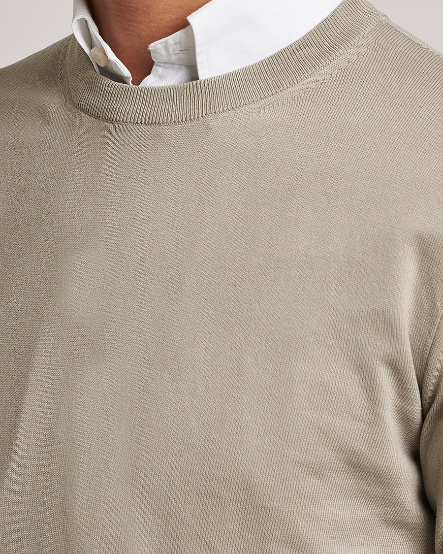 Herre | Gensere | Canali | Cotton Crew Neck Pullover Sage