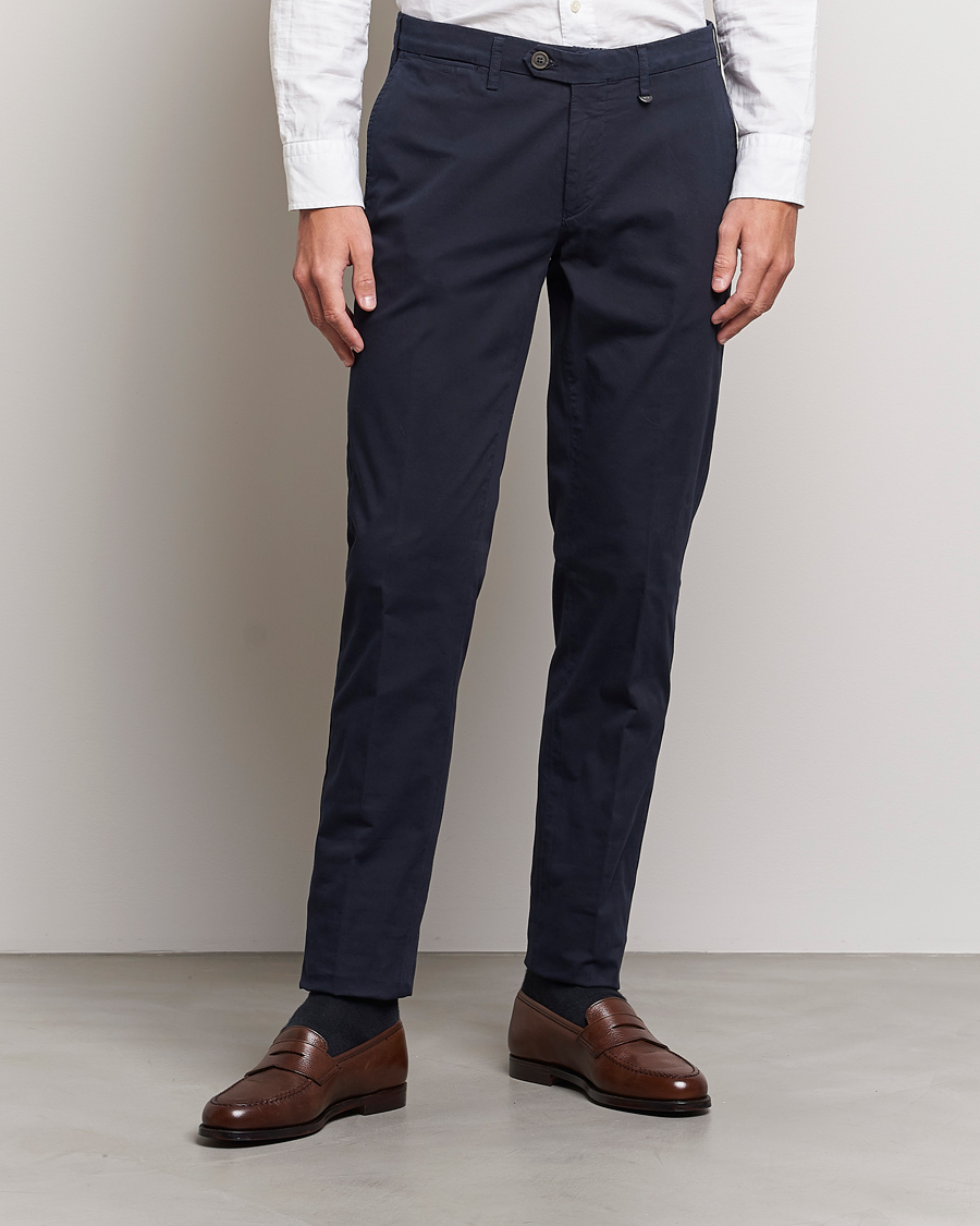 Herre | Bukser | Canali | Cotton Stretch Chinos Navy