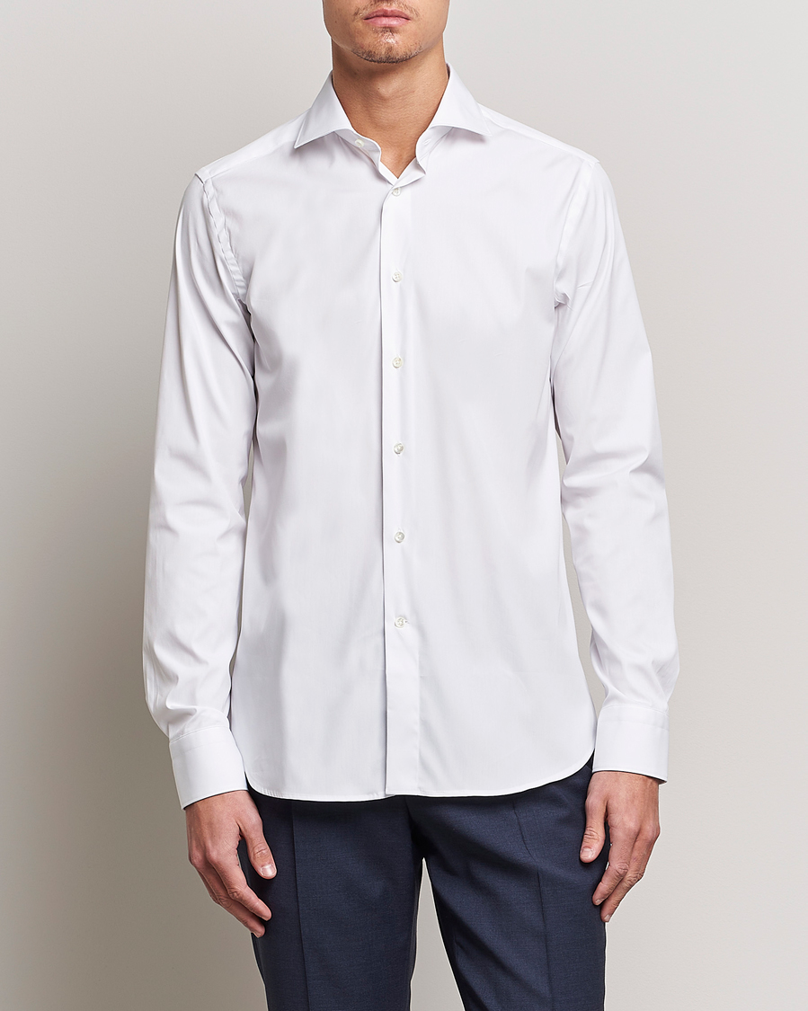 Herre | Formelle | Canali | Slim Fit Cotton/Stretch Shirt White
