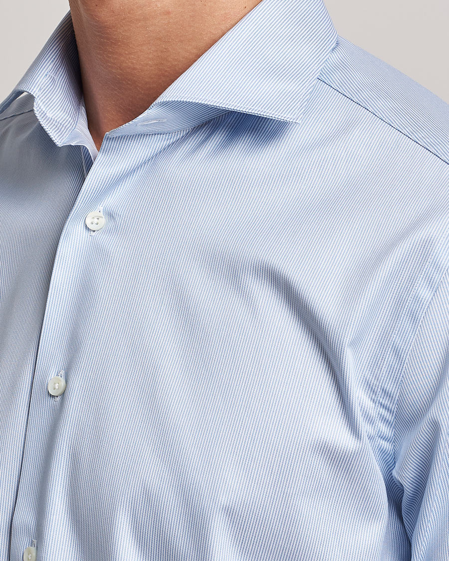 Herre | Skjorter | Canali | Slim Fit Striped Cotton Shirt Light Blue