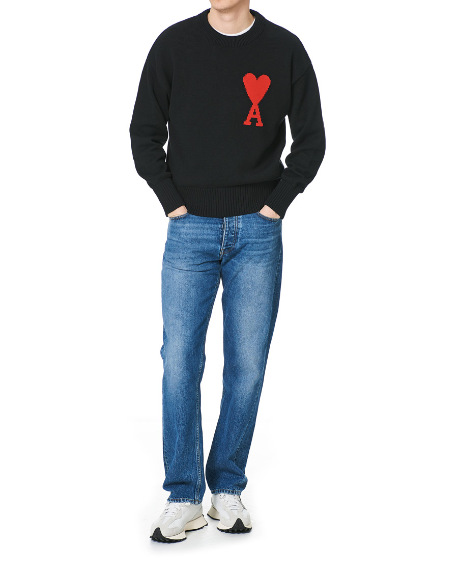 Herre | Gensere | AMI | Big Heart Knitted Crew Neck Black