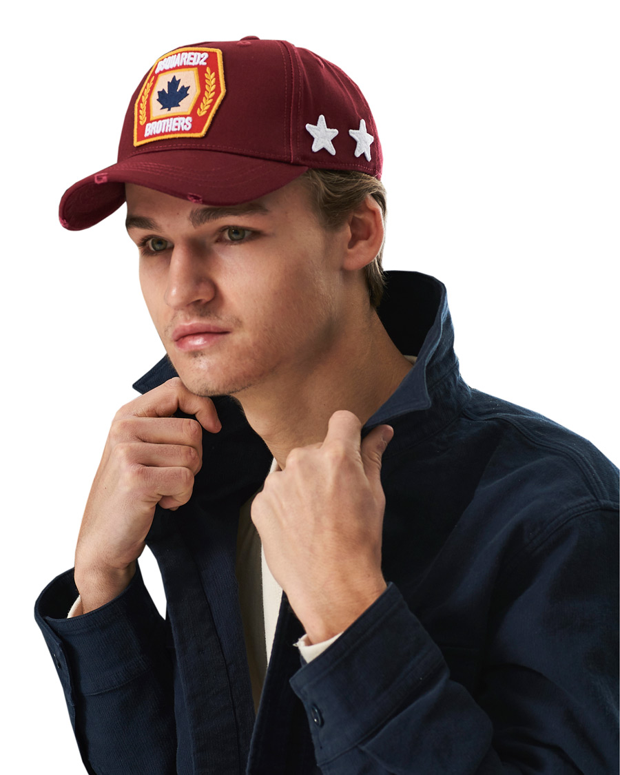 Herre | Dsquared2 Leaf Brothers Baseball Cap Burgundy | Dsquared2 | Leaf Brothers Baseball Cap Burgundy