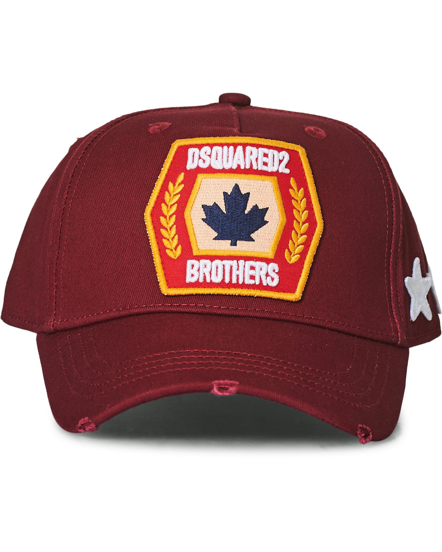 Herre | Dsquared2 Leaf Brothers Baseball Cap Burgundy | Dsquared2 | Leaf Brothers Baseball Cap Burgundy