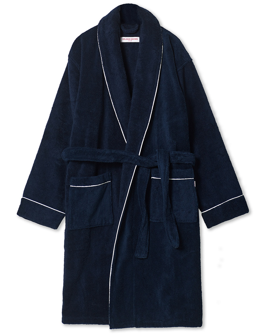 Herre | Pyjamaser og badekåper | Orlebar Brown | Elroy Piped Cotton Robe Navy