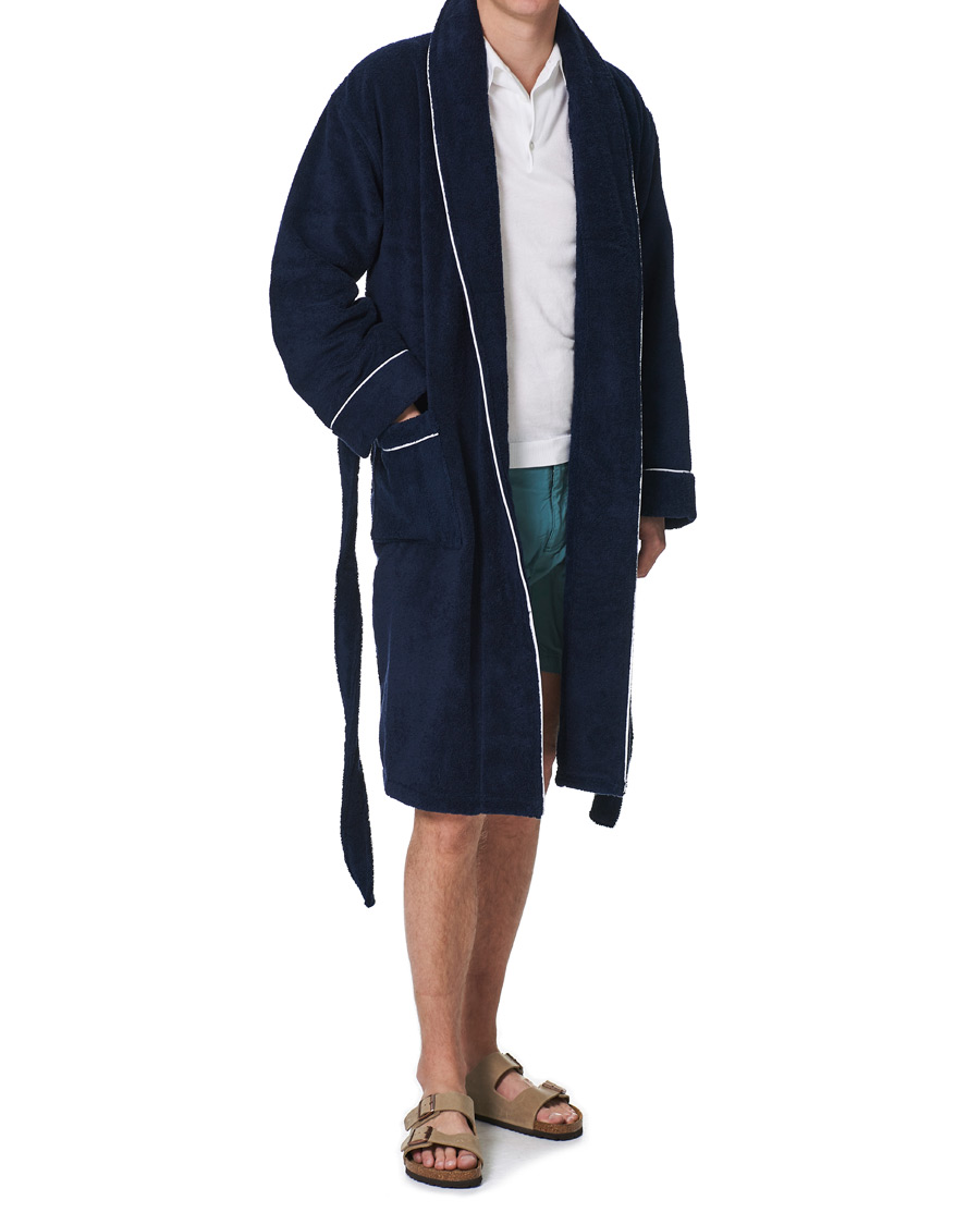 Herre | Pyjamaser og badekåper | Orlebar Brown | Elroy Piped Cotton Robe Navy