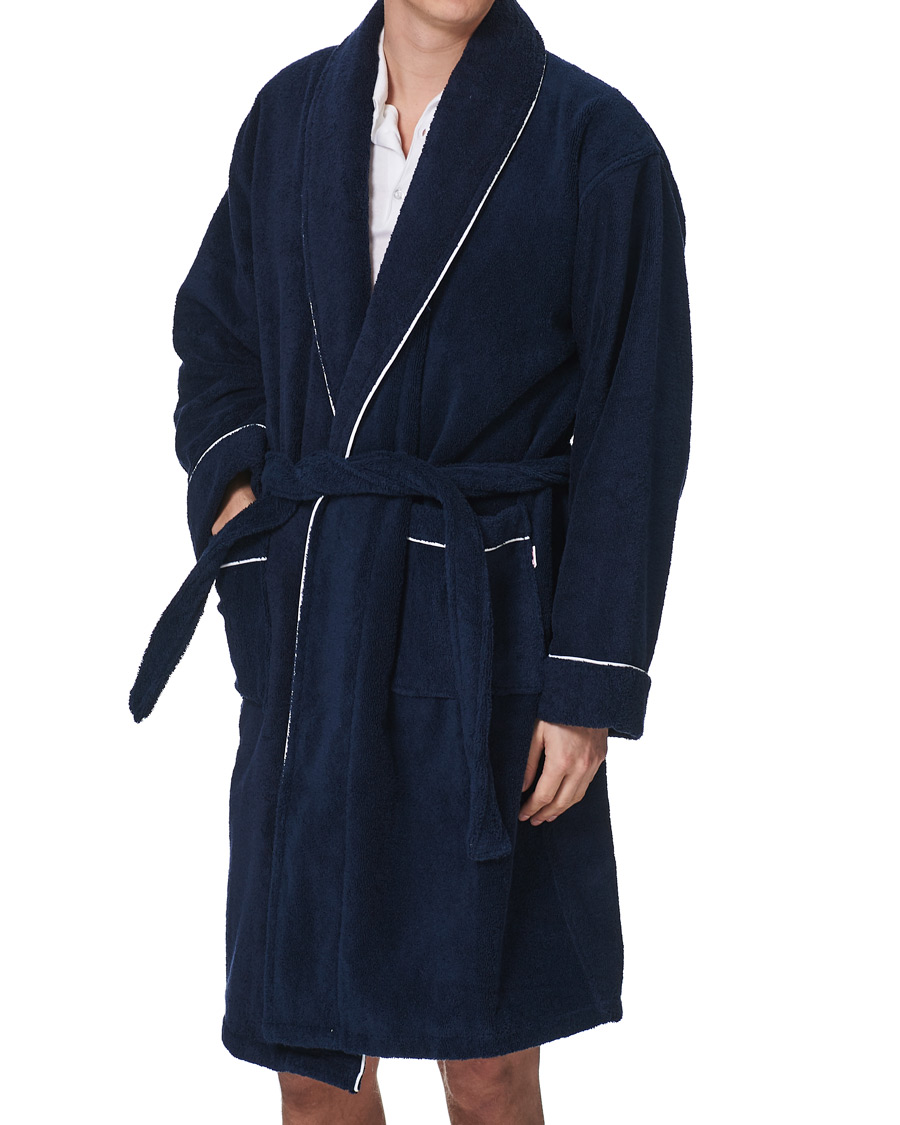 Herre | Pyjamaser og badekåper | Orlebar Brown | Elroy Piped Cotton Robe Navy