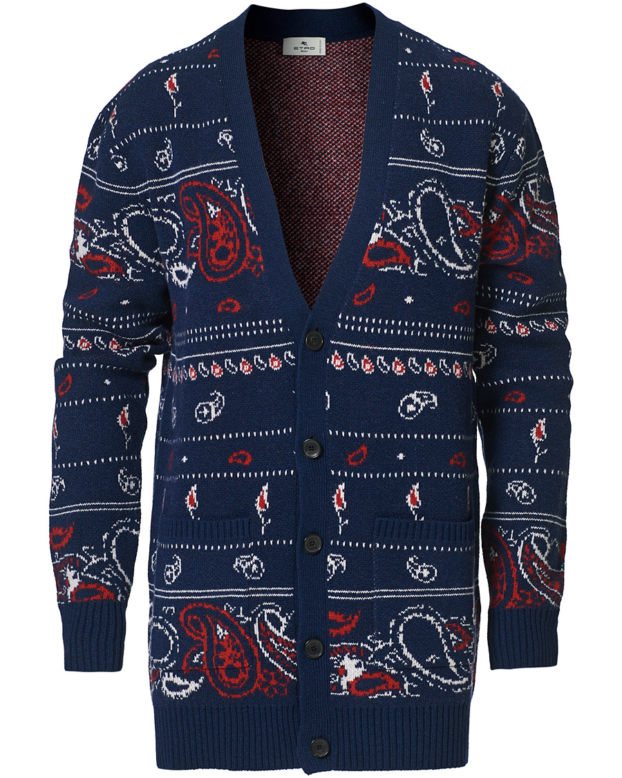 Herre | Gensere | Etro | Jacquard Wool/Cashmere Cardigan Navy
