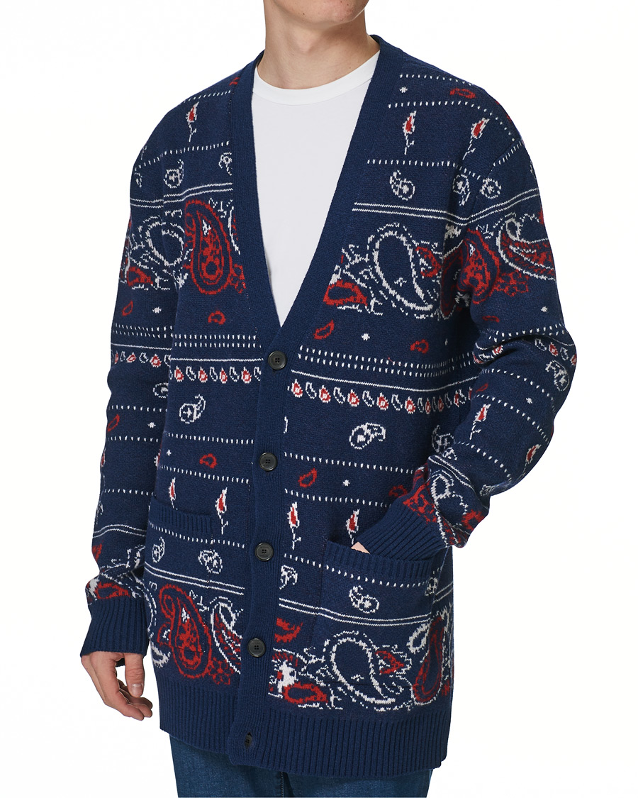 Herre | Gensere | Etro | Jacquard Wool/Cashmere Cardigan Navy