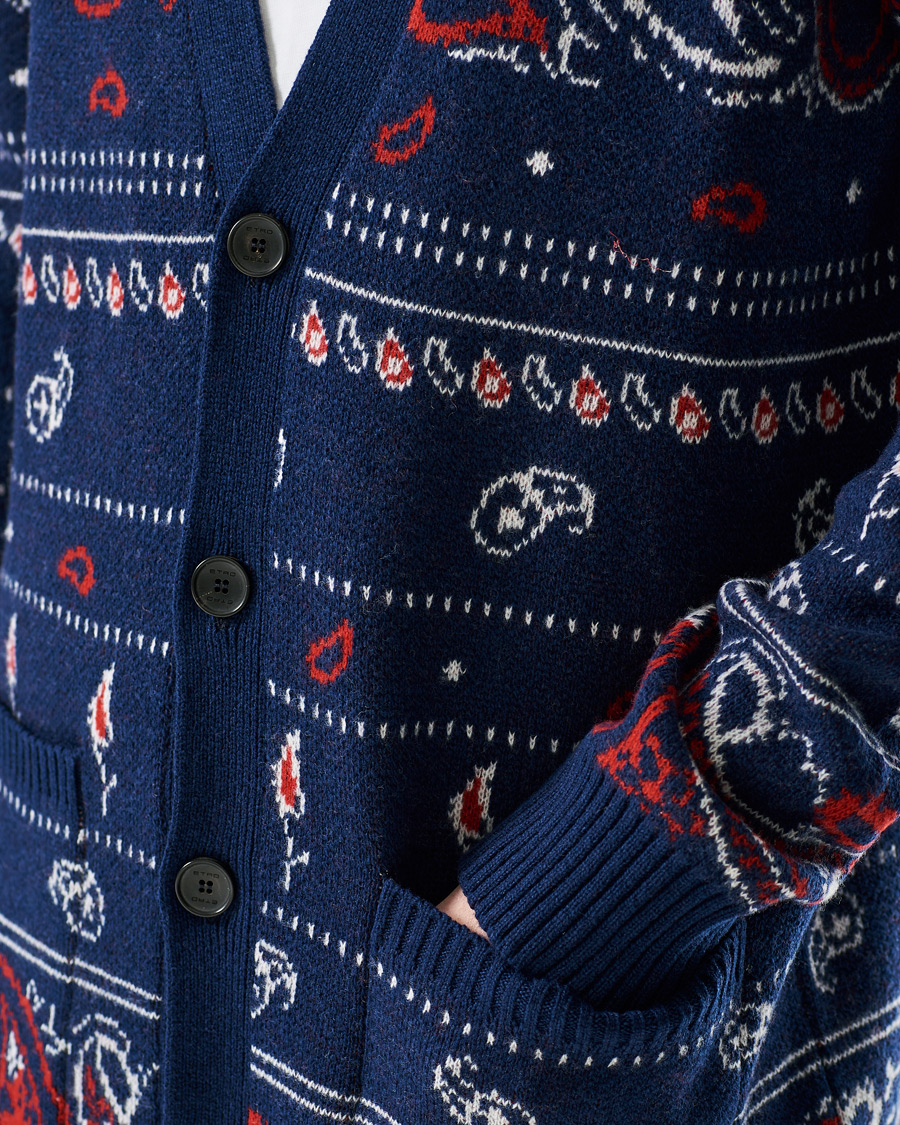 Herre | Gensere | Etro | Jacquard Wool/Cashmere Cardigan Navy