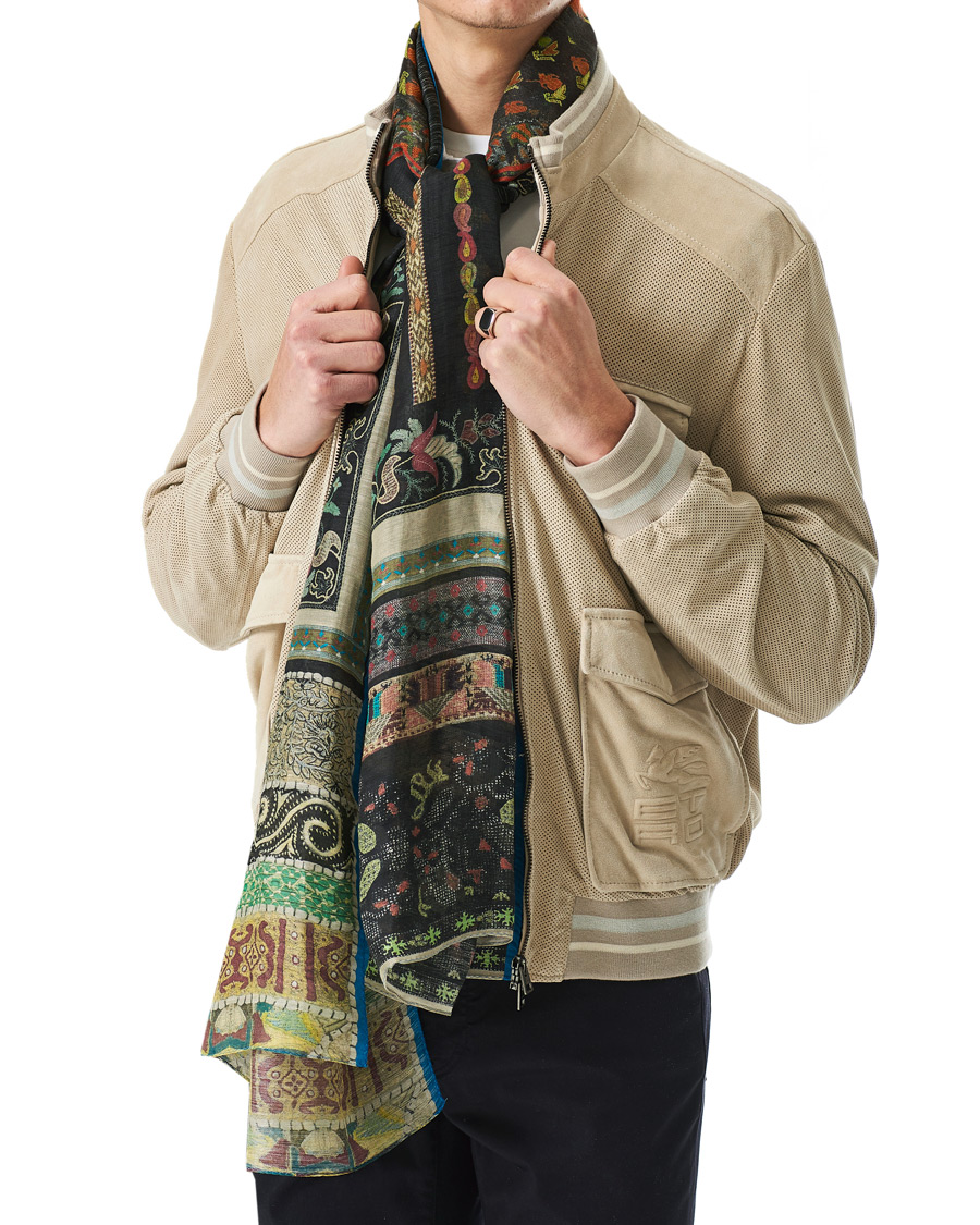Herre | Etro Shaal Nur Linen/Silk Scarf Beige/Black | Etro | Shaal Nur Linen/Silk Scarf Beige/Black