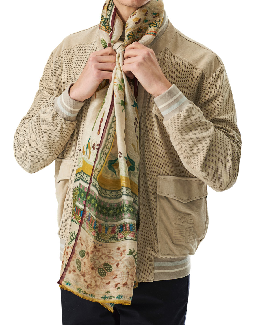 Herre | Etro Shaal Nur Linen/Silk Scarf Beige/Green | Etro | Shaal Nur Linen/Silk Scarf Beige/Green