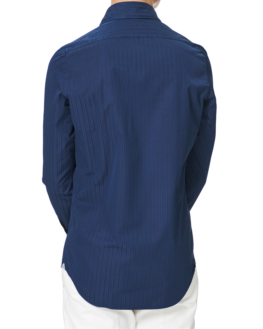 Herre | Skjorter | Finamore Napoli | Milano Slim Fit Garment Dyed Shirt Dark Blue