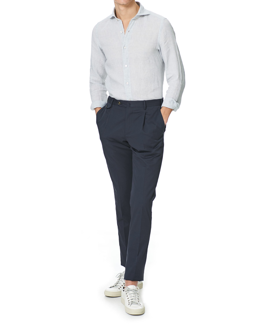 Herre | Skjorter | Finamore Napoli | Tokyo Slim Fit Linen Shirt Light Grey