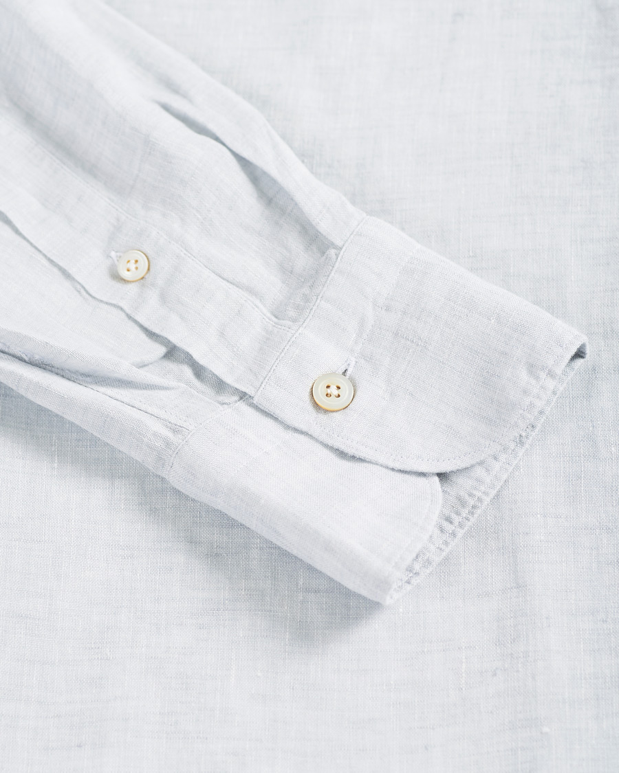 Herre | Skjorter | Finamore Napoli | Tokyo Slim Fit Linen Shirt Light Grey