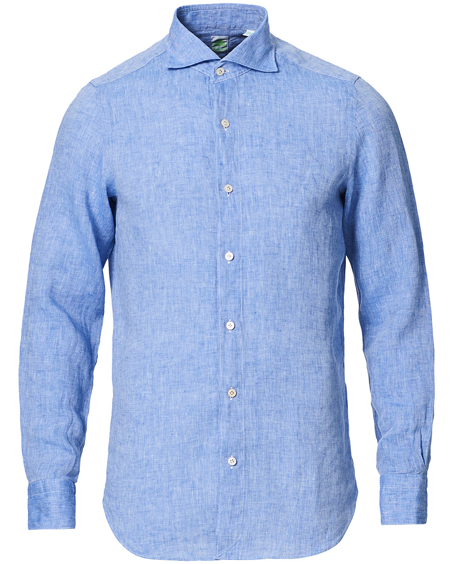 Herre | Skjorter | Finamore Napoli | Tokyo Slim Fit Linen Shirt Light Blue