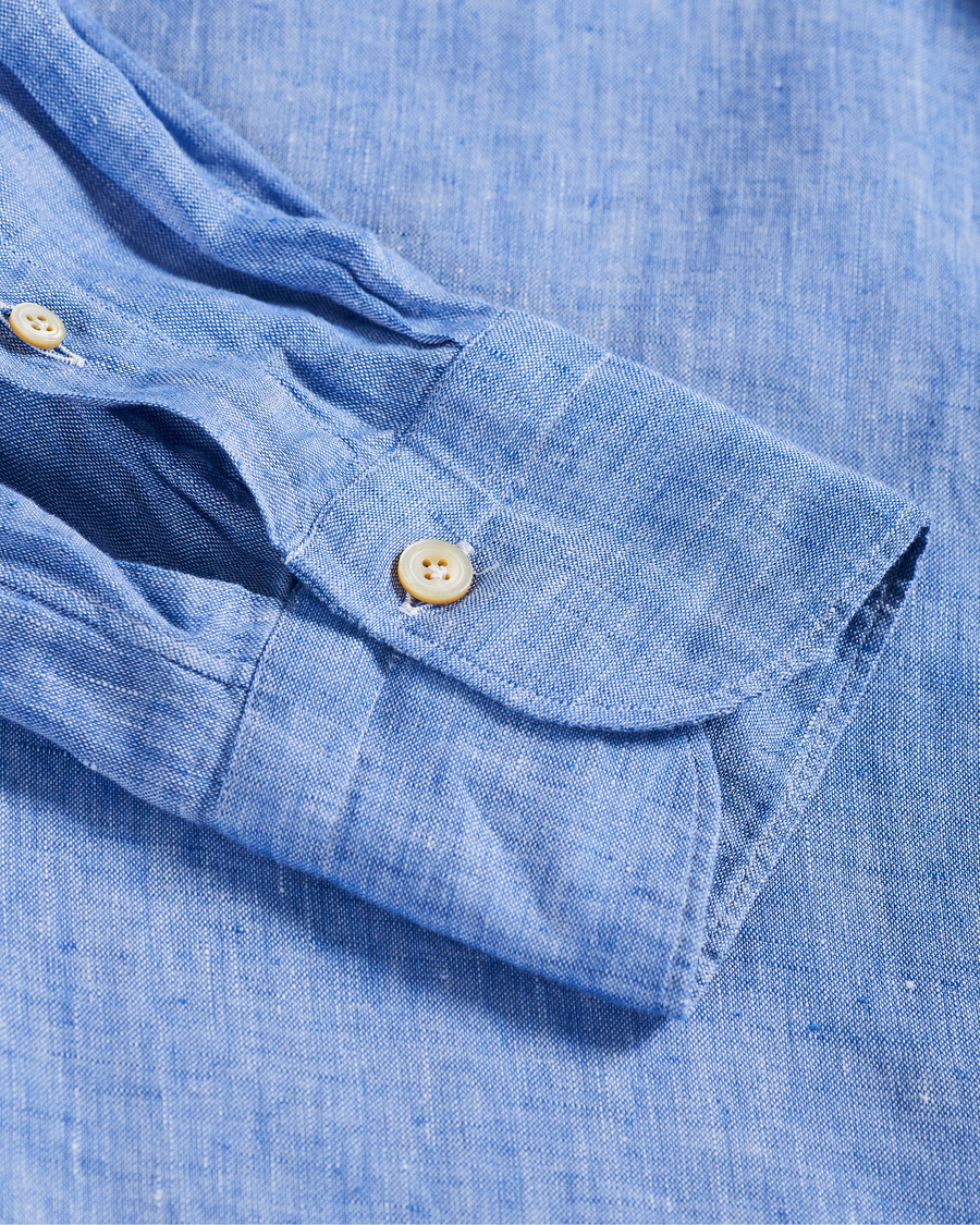 Herre | Skjorter | Finamore Napoli | Tokyo Slim Fit Linen Shirt Light Blue