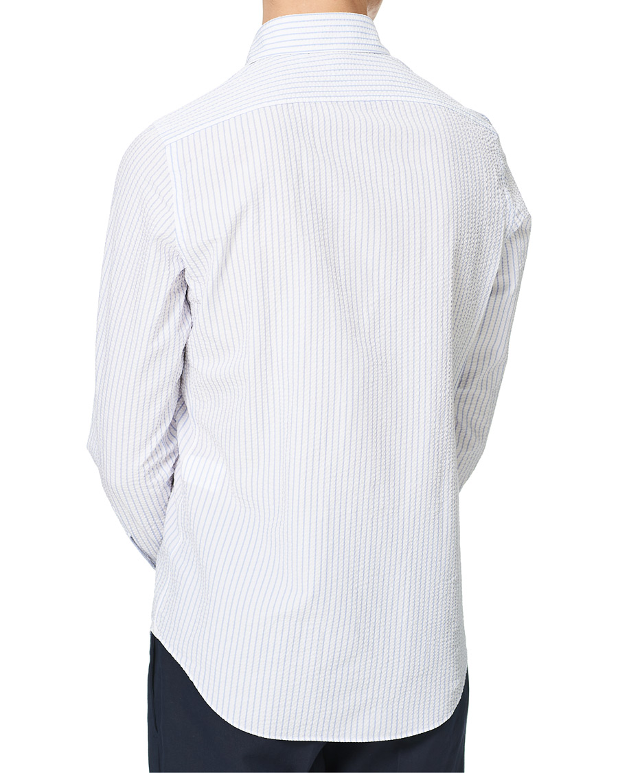 Herre | Skjorter | Finamore Napoli | Tokyo Slim Fit Seersucker Shirt Light Blue